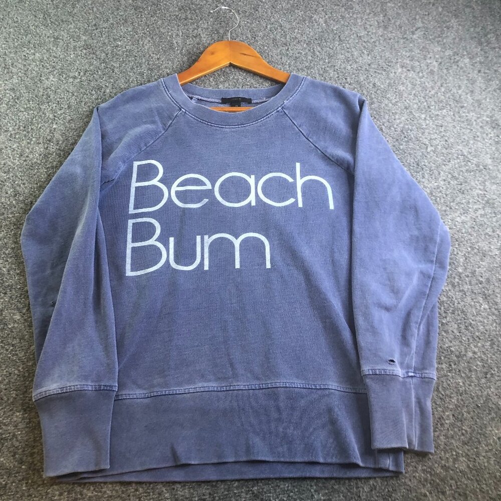 J Crew Sweatshirt Womens Extra Small Blue BEACH BUM Raglan Crew Neck Faded